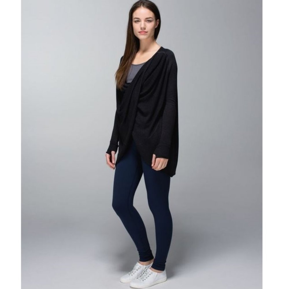Lululemon Twist & Wrap Sweater Heathered Black Boolux Size 6